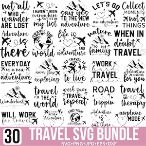 Reizen Svg-bundel, reiscitaten Svg, avontuur Svg, reizen Svg, vakantie svg, grappige reizen Svg, reizen Clipart, voor Cricut, silhouet