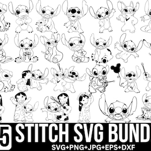 Stitch Lilo Svg Bundle, Angel Svg, lilo and Stitch Svg, Cartoon Svg, Stitch Couple Svg, Ohana Svg, Stitch Clipart, For Cricut, Silhouette