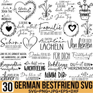 Pacote Svg de Melhores Amigos, Plotterdatei Danke Svg, Citações de Amizade, Deutsche Sprüche Svg, Friends Svg, Lieblingsmensch Svg, Cut For Cricut