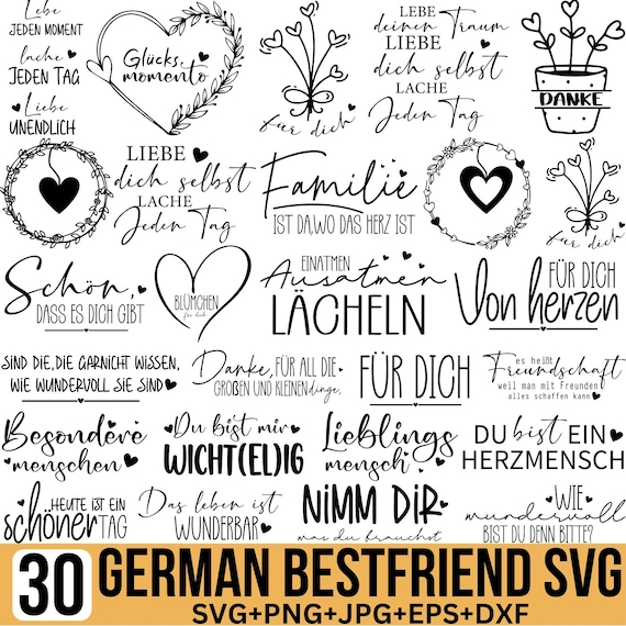 Best Friends Svg Bundle, Plotterdatei Danke Svg, Friendship Quotes, Deutsche Sprüche Svg, Lieblingsmensch Svg, Friends Svg, Cut For Cricut