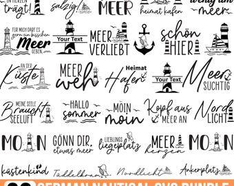 German Nautical Svg Bundle, Lighthouse Svg, Seagulls Svg, Meer Svg, Wilkommen Svg, German Svg, Plotterdatei Küstenkind Svg, Moin Svg, Cricut