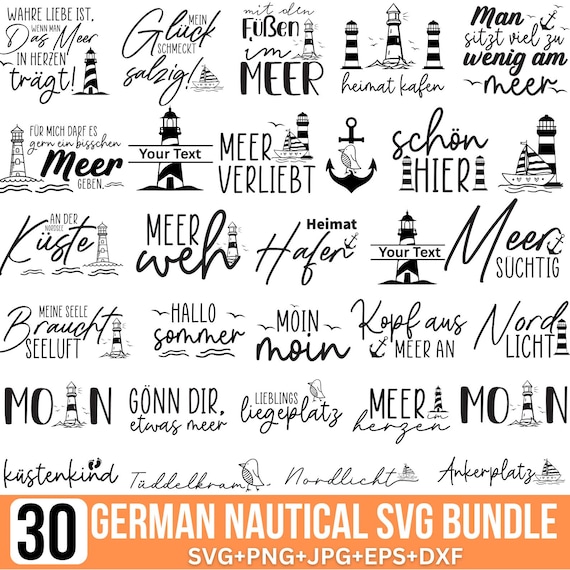 German Nautical Svg Bundle, Lighthouse Svg, Seagulls Svg, Maritime Svg, Plotterdatei Küstenkind Svg, Hamburg Svg, Moin Svg, Cut For Cricut