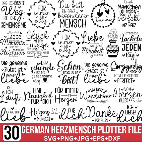 German Herzensmensch Svg Bundle, Best Friends Svg, Danke Svg, Plotterdatei Svg, German Svg, Lieblingsmensch Svg, Heart Svg, Files for Cricut