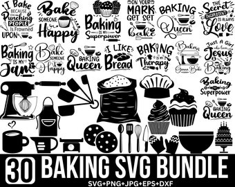 Baking SVG Bundle: Funny Kitchen Quotes, Baking Queen, Baking Quotes svg, Kitchen Monogram Svg, Baking clipart, File for Cricut, Silhouette
