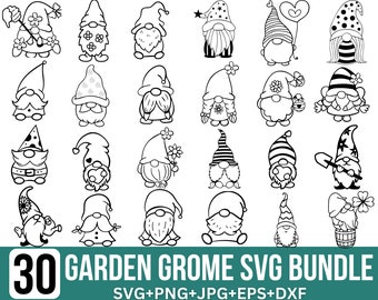 Garden Gnome Svg Bundle, Gnome SVG, Merry Christmas svg, Cute Garden SVG, Gnome Clipart, Flower Gnomes svg, Cut Files For Cricut, Silhouette