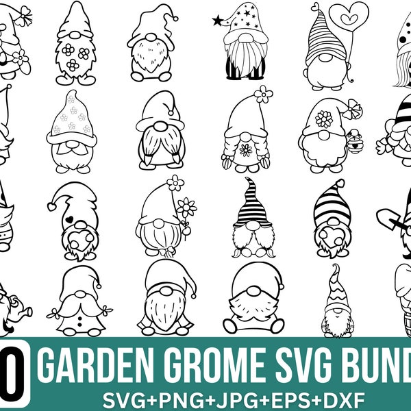 Garden Gnome Svg Bundle, Gnome SVG, Merry Christmas svg, Cute Garden SVG, Gnome Clipart, Flower Gnomes svg, Cut Files For Cricut, Silhouette