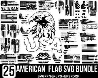 Amerikansk flagga SVG-paket: Distressed Svg, Patriotisk Svg, Grunge Svg, 4 juli Svg, Amerikansk Svg, Grunge Flag Svg, För (Digitala Designer)