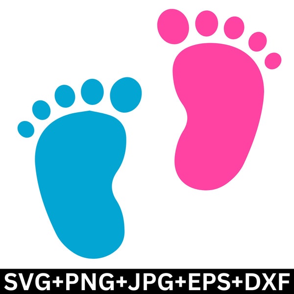 Baby Footprint svg, Baby Feet SVG, Baby foot Svg, Pink or blue feet svg, monogram svg, Instant download, Cut File FOR Cricut