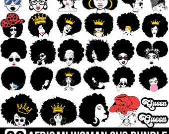 Afro Woman SVG Bundle: Black Queen Vector Graphics (Digital Files)