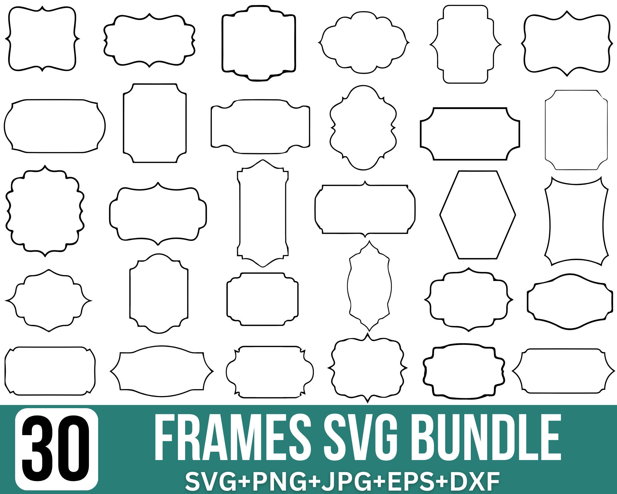 Vintage Label Frames SVG Bundle: Hand Drawn Banners, Cricut Files (Digital Download