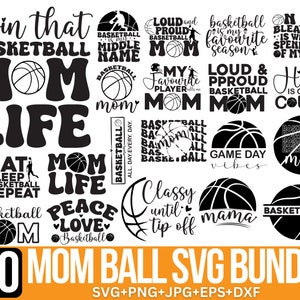 Basketball Mom SVG Bundle, Basketball svg, Muttertag svg, Spieltag svg, Momlife svg, Mama Shirt svg, Schnittdateien für Cricut, Silhouette