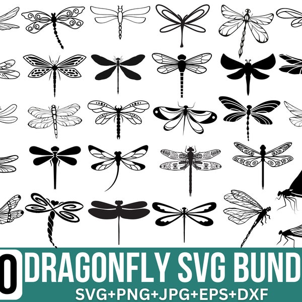 Libellule SVG Bundle, Insecte svg, Vecteur de libellule, Libellules, ailes coupées fichier, Libellule PNG, Libellules Svg, Fichiers pour Cricut, Silhouette