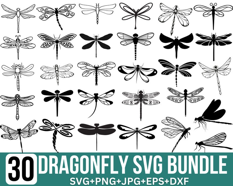 Dragonfly SVG Bundle, Insect svg, Dragonfly vector, Dragonflies, wings cut file, Dragonfly PNG, Dragonflies Svg,Files for Cricut,Silhouette image 1