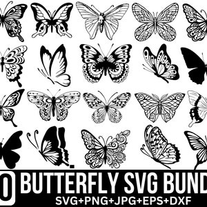 Bundle svg papillon, papillon floral svg, clipart papillon, svg papillon en couches, papillons papillon, fichiers pour cricut, Silhouette