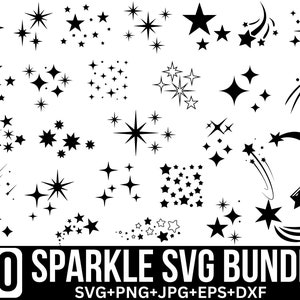 Glanz-Svg-bundle, Sterne Glanz-Svg, Weihnachtsstern-Svg, Nachtstern-Svg, Glänzender Stern SVG, funkelnde Sterne, Schein-Schnittdateien, Silhouette