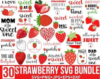 Strawberry SVG Bundle: Strawberry Png, Berry Svg, Fruit Svg, Strawberry Shortcake, Strawberry Fruit, Strawberry Clipart, Instant Downloads