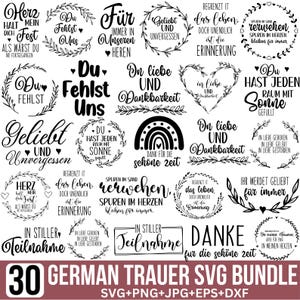 Trauer allemand disant Svg Bundle, Grabkerzen Svg, Deuil adieu Svg, En deuil silencieux Svg, Du bist Fräulein Svg, Pour Cricut, Silhouette