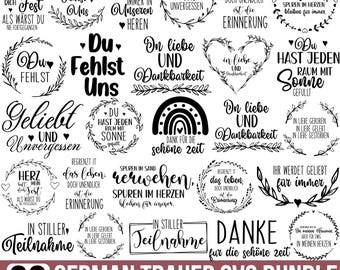 German Trauer Saying SVG Bundle, Grabkerzen Svg, Mourning Farewell Svg, German Quotes,  In silent Mourning Svg, Files For Cricut, Silhouette