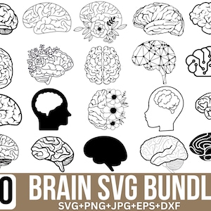 Brain Svg Bundle, Medical Svg, Floral Brain Svg, Human Brain Svg, Flower Brain Svg, Mind Svg, Wildflower Svg, Brain Clipart, File for Cricut