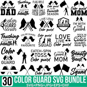 Color Guard Svg Bundle, Color Guard Flag, Marching Band Svg, Color Guard Rifle, Color Guard Mom, Color guard Svg, Cut for Cricut, Silhouette