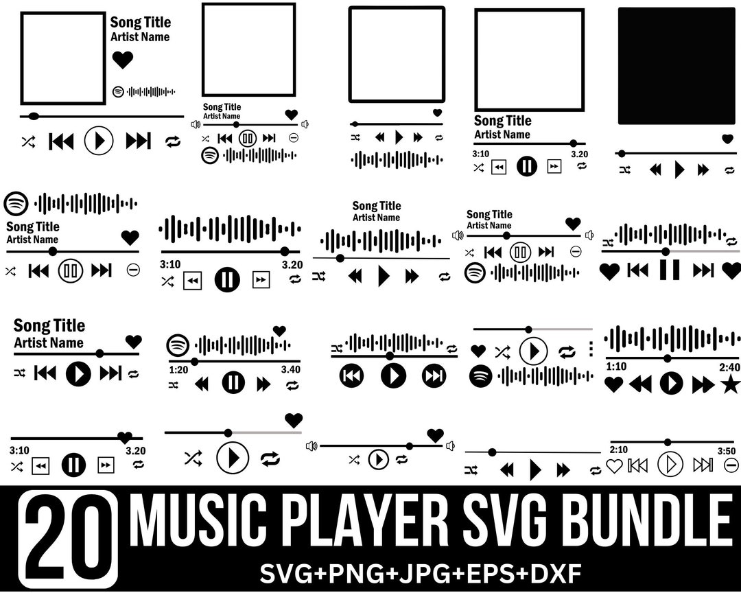 Music Player Svg Bundle, Music Player Cut Files, Album Song Cover, Play