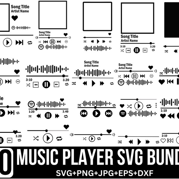 Music player svg Bundle, Music player cut files, Album Song Cover, Play Buttons Svg, Acrylic Song Art, Song Player Svg, Cricut, Silhouette