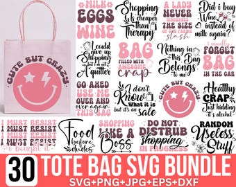 Tote Bag SVG-Bundle: Lustige Zitate, Markttaschen-Designs, Einkaufstaschen-Svg, lustige Zitate, Tragetasche Sprüche, Taschensvg, Schnitt für Cricut, Silhouette