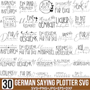 German Sayings Plotterdatei Svg Bundle, Label Lettering, keychain plotter file, Stamps German Sayings, Schriftzug Plotterdatei, for Cricut