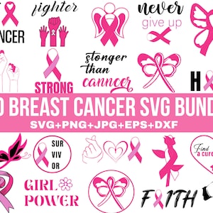 Cancer Awareness Svg Bundle, Breast Cancer Svg, Cancer Svg, Cancer Ribbon Svg, Cancer T-shirt Design, Pink Ribbon Svg,For Cricut, Silhouette