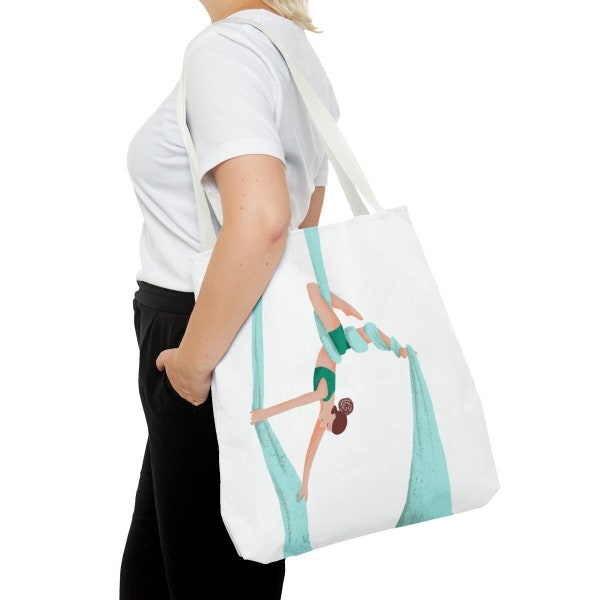 Fabric Tote Bag, Illustrated Tote Bag, Aerialist Tote Bag, Gift for Aerialist, Aerial Silk, Aerialist Gift, Aerial Silk Bag, Unique Tote Bag