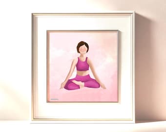 Impresión de arte de yoga, póster de yoga ilustrado, arte de pared de yoga, decoración de yoga para estudio, regalo perfecto para amantes del yoga, meditación, ilustración de postura de yogui