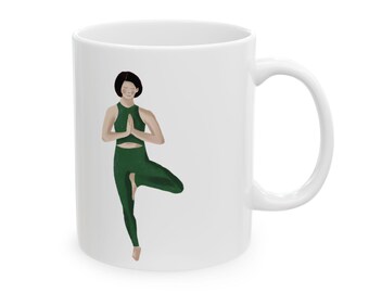 Personalized Yoga Mug, Illustrated Yoga Mug, Custom Yoga Lover Gift, Yoga Mug, Gift for Yoga Teacher, Tree Pose Mug, Yoga Enthusiast Cup