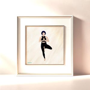 Yoga Art Print, Unique Wall Art for Yoga Lovers, Zen Decor, Perfect for Home or Studio, Yoga Lover Gift, Yoga Decor, Tree Pose Illustration