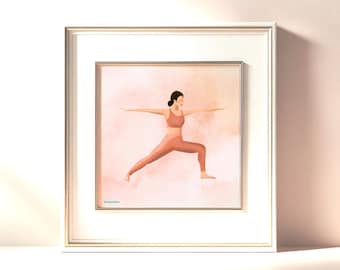 Yogaposter, yogakunstprint, yogadecor, cadeau voor yogi, yoga-illustratie, yogastudio kunst aan de muur, cadeau yogaliefhebber, illustratie yogahouding