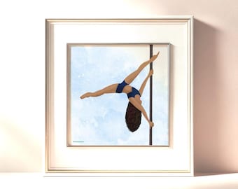 Elegant Pole Dancer Art Print, Home Studio Decor