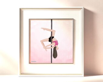 Elegant Pole Dancer Art Print, Studio Wall Decor (10x10)