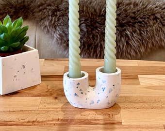 Scandinavian candlestick Terrazzo PETROL