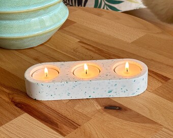 Modern tealight holder Terrazzo GREEN