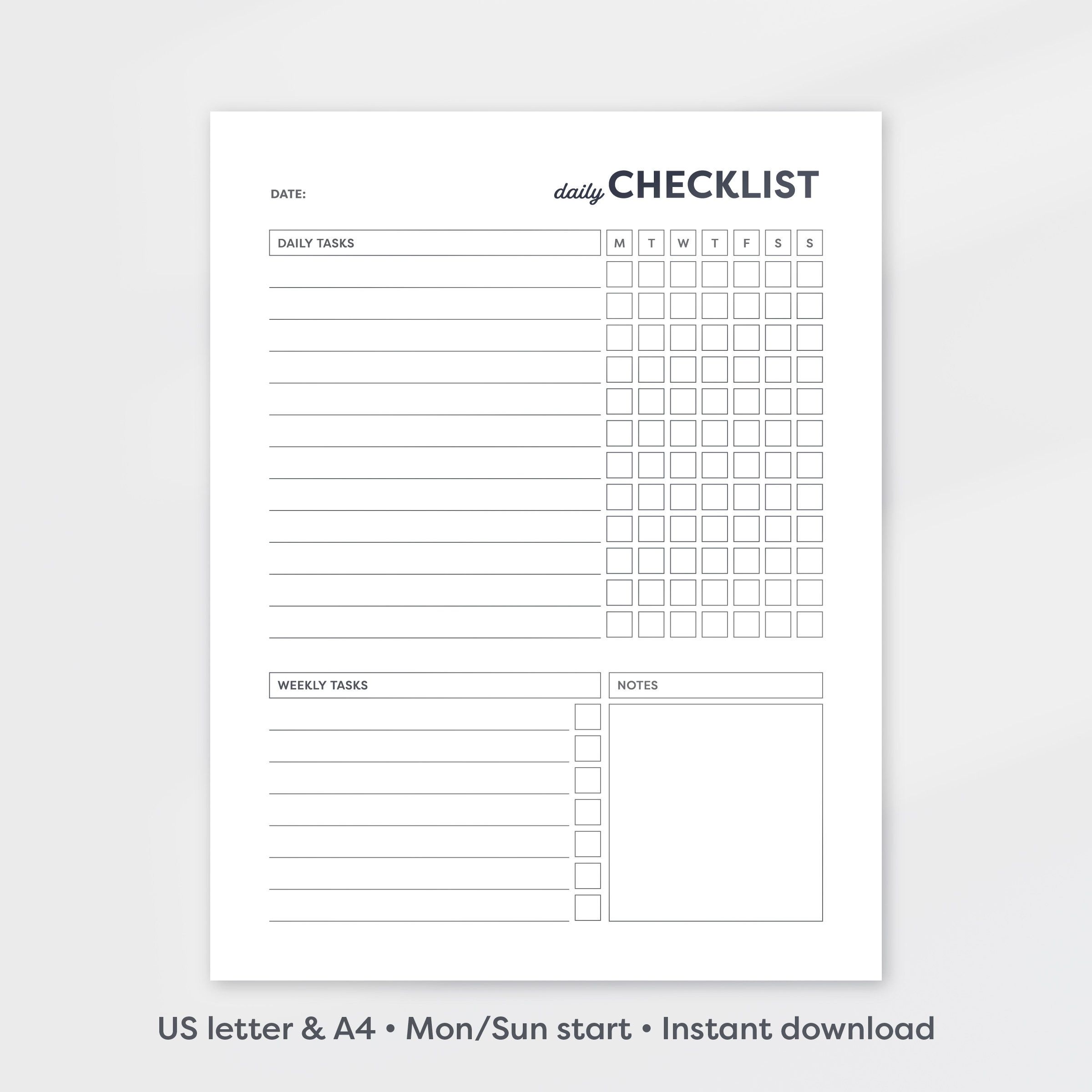 Daily Checklist, Fillable Daily Routine, Responsibility Chart, Chore ...