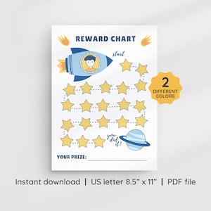 Space Reward Chart Printable, Rocket Kids Behavior Chart, Instant Download Sticker Chart, Boys Behavior Chart, Printable Reward Chart