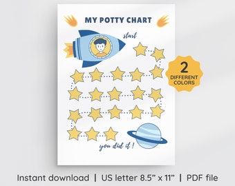 Space Potty Training Belohnungstabelle für Jungen (PDF)