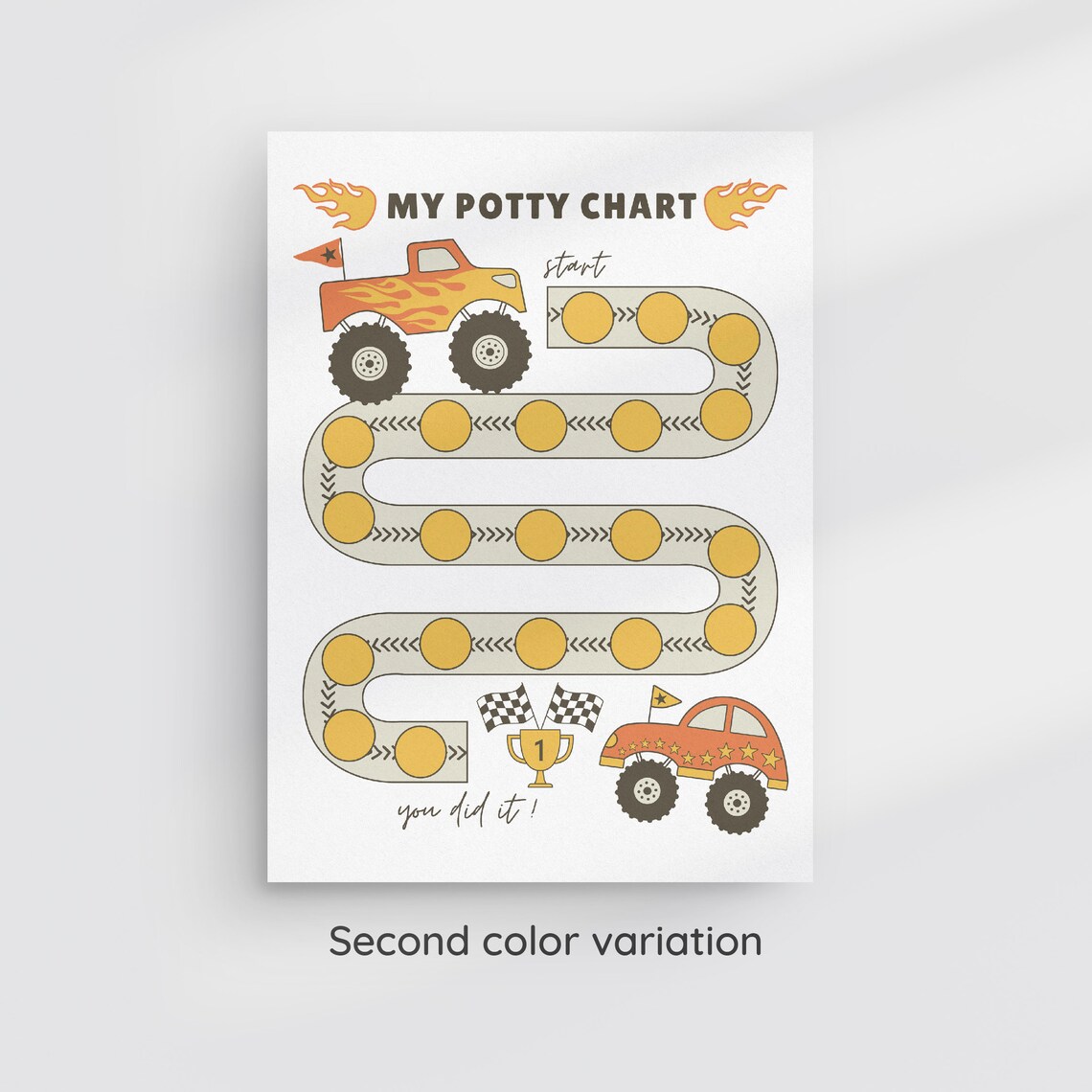Monster Truck Potty Chart, Printable Potty Training Reward Chart for ...