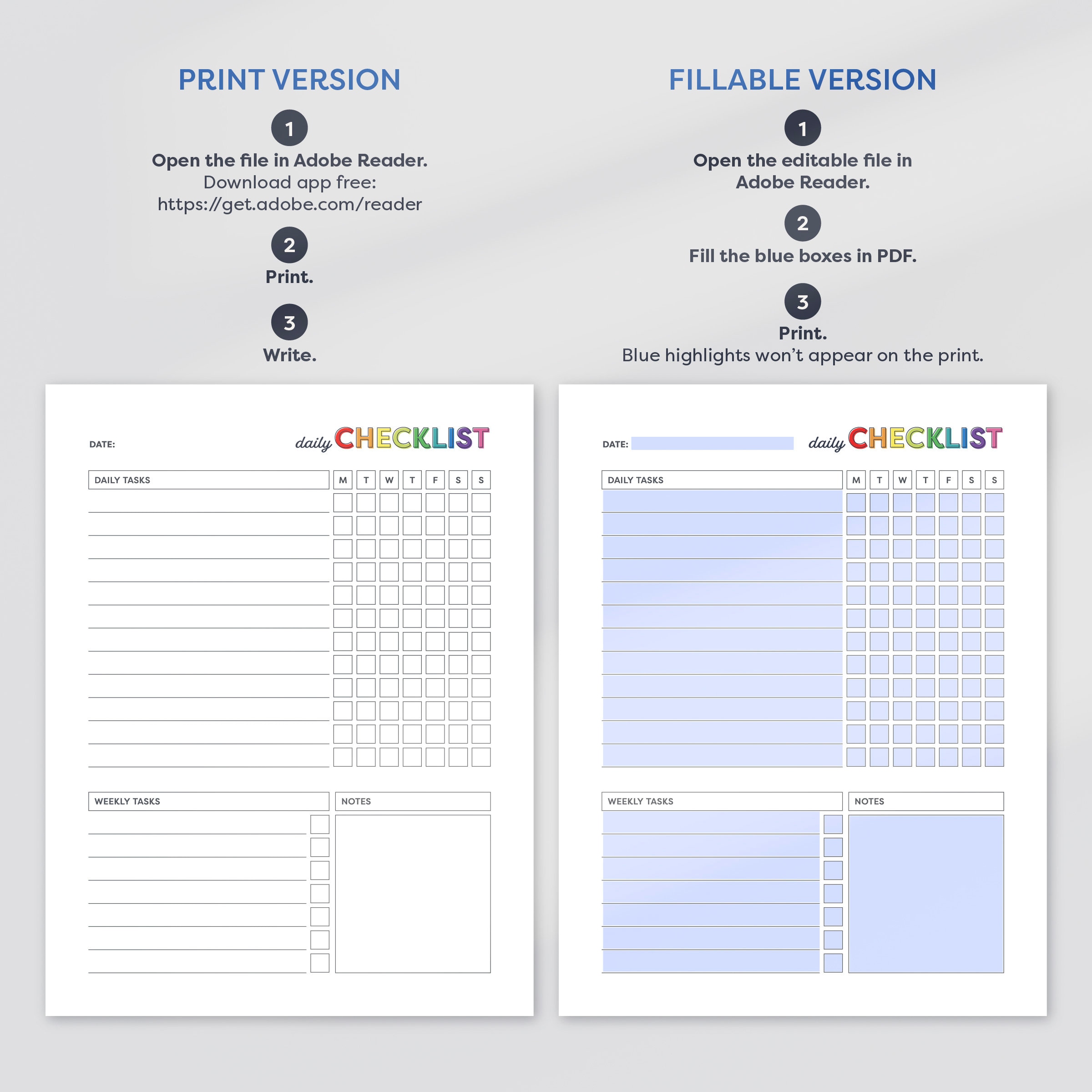 Daily Checklist Printable: Fillable Routine & Chore Chart (PDF) - Etsy ...