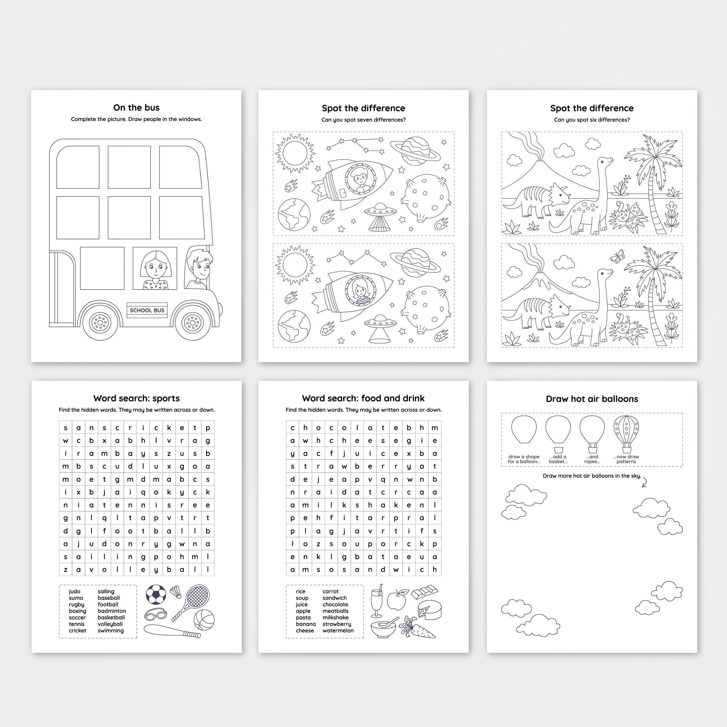 Kids Activity Bundle: 25 Pages of Fun Games, Mazes, Drawing (digital ...
