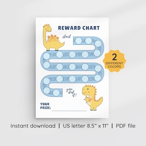 Dinosaur Reward Chart, Printable Sticker Chart, Instant Download Reward Chart, Printable Dinosaur Kids Behavior Chart