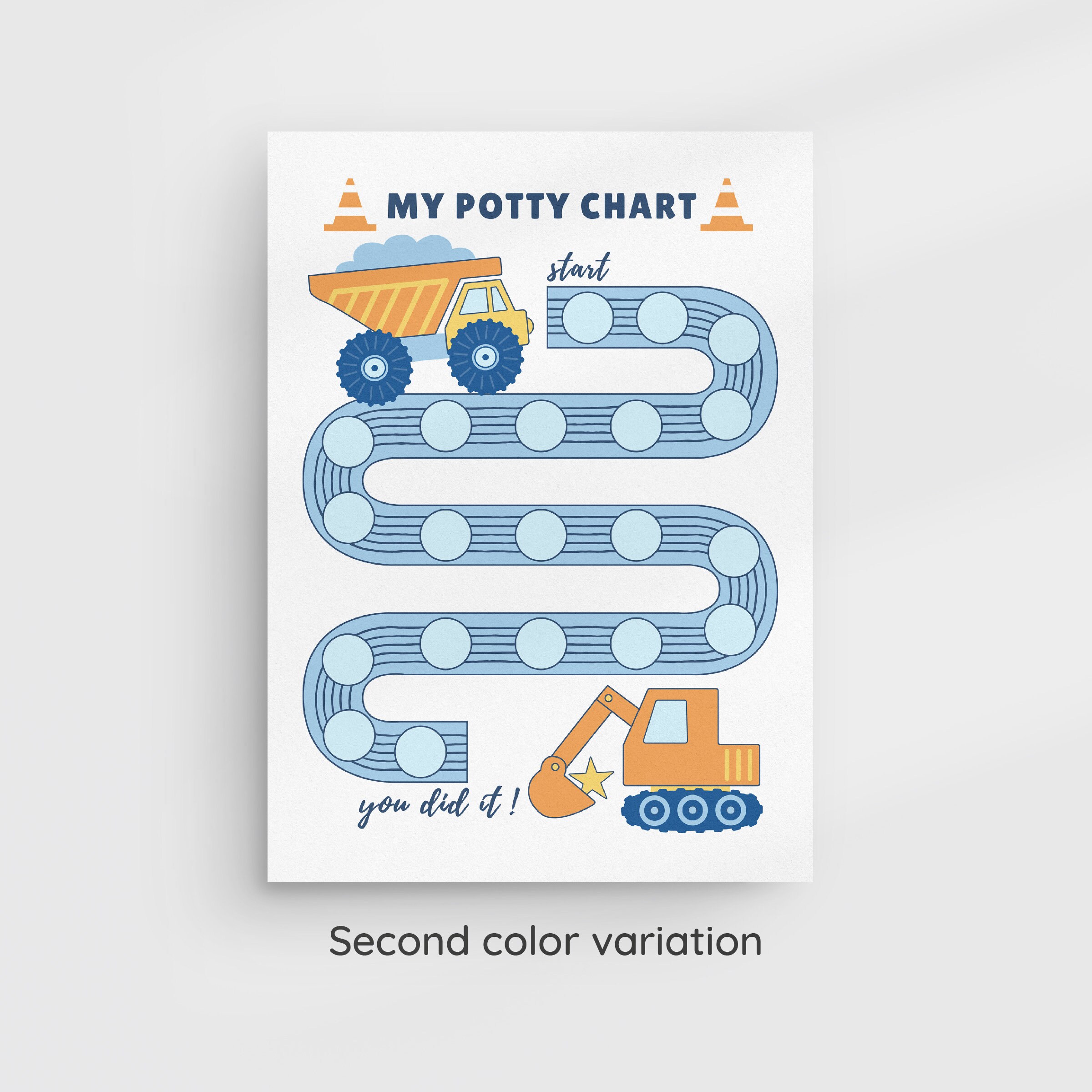 Construction Potty Chart, Printable Potty Training Reward Chart for ...
