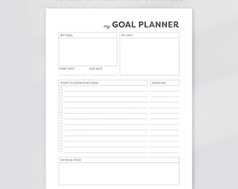 Simple Goal Planner Printable: US Letter & A4 (PDF)