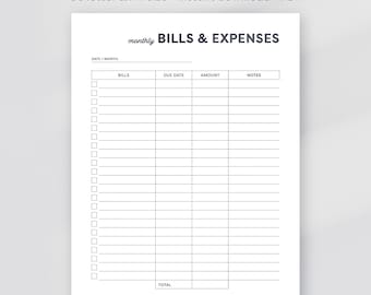 Rastreador de pagos de facturas, Rastreador de facturas imprimible, Lista de verificación de pagos de facturas, Organizador de facturas, Planificador financiero, Rastreador financiero, PDF, A4, Carta EE. UU.