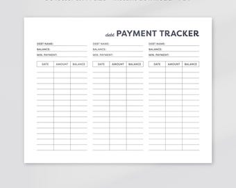 Debt Payment Tracker Printable, Debt Payoff Tracker, Debt Payoff Log, Debt Repayment Plan, Finance Tracker, PDF, A4, US Letter Size