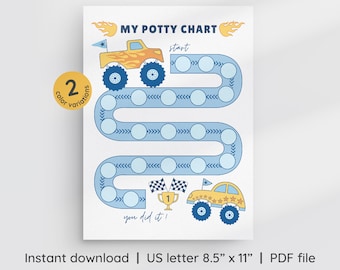 Monster Truck Potty Chart, Printable Potty Training Reward Chart for Kids, Potty Training for Boys, Toddler Chart, Instant Download PDF